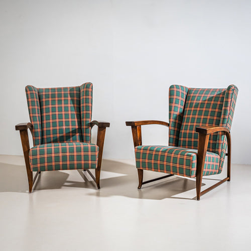 Pair of Wingback Armchairs, probably Italy, 1950s