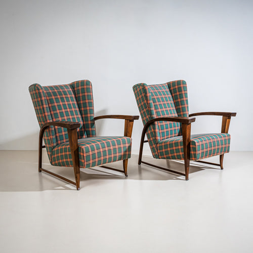 Pair of Wingback Armchairs, probably Italy, 1950s