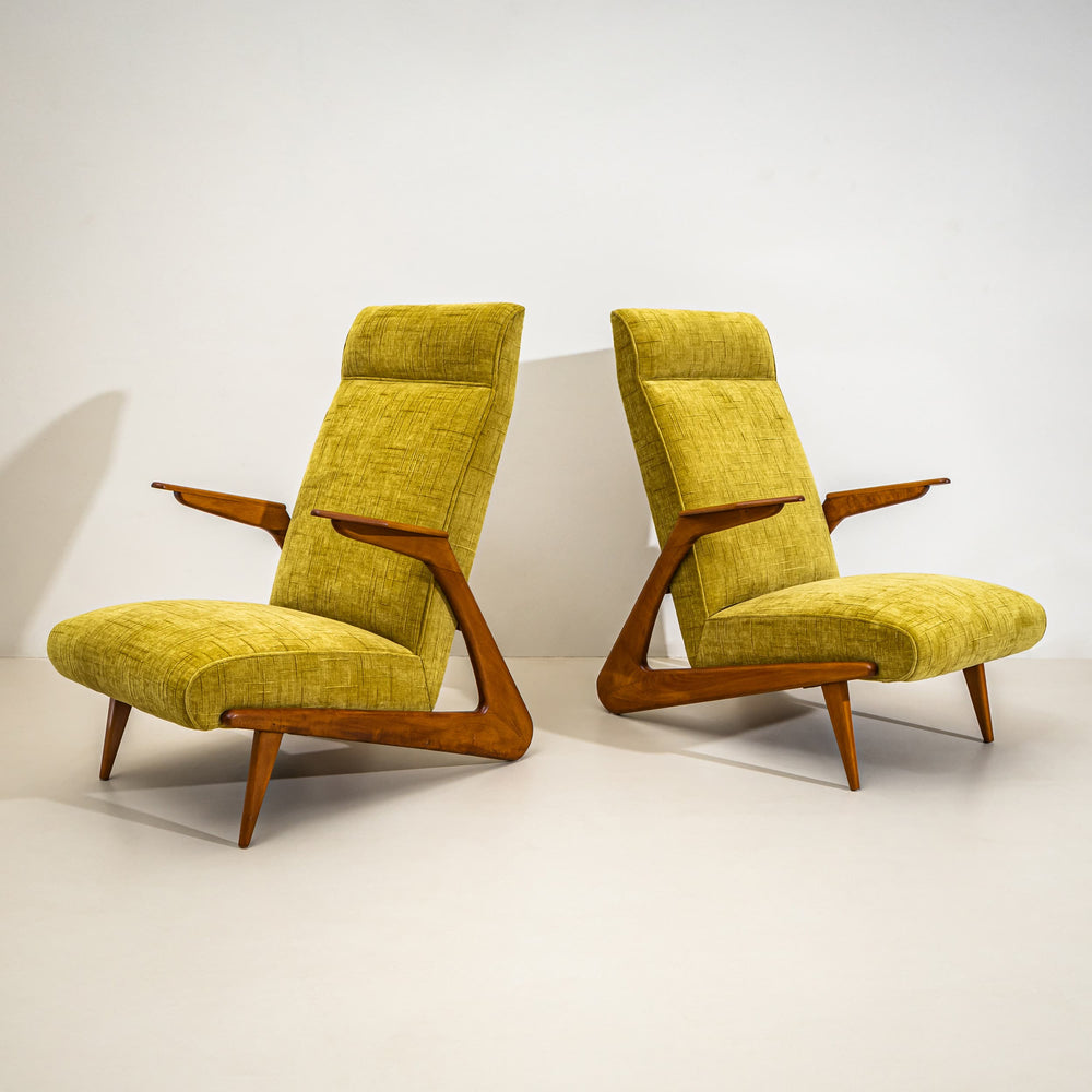 Pair of Lounge Chairs in the Style of Alfred Hendrickx for Belform, Belgium, 1950s