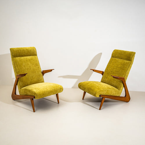 Pair of Lounge Chairs in the Style of Alfred Hendrickx for Belform, Belgium, 1950s