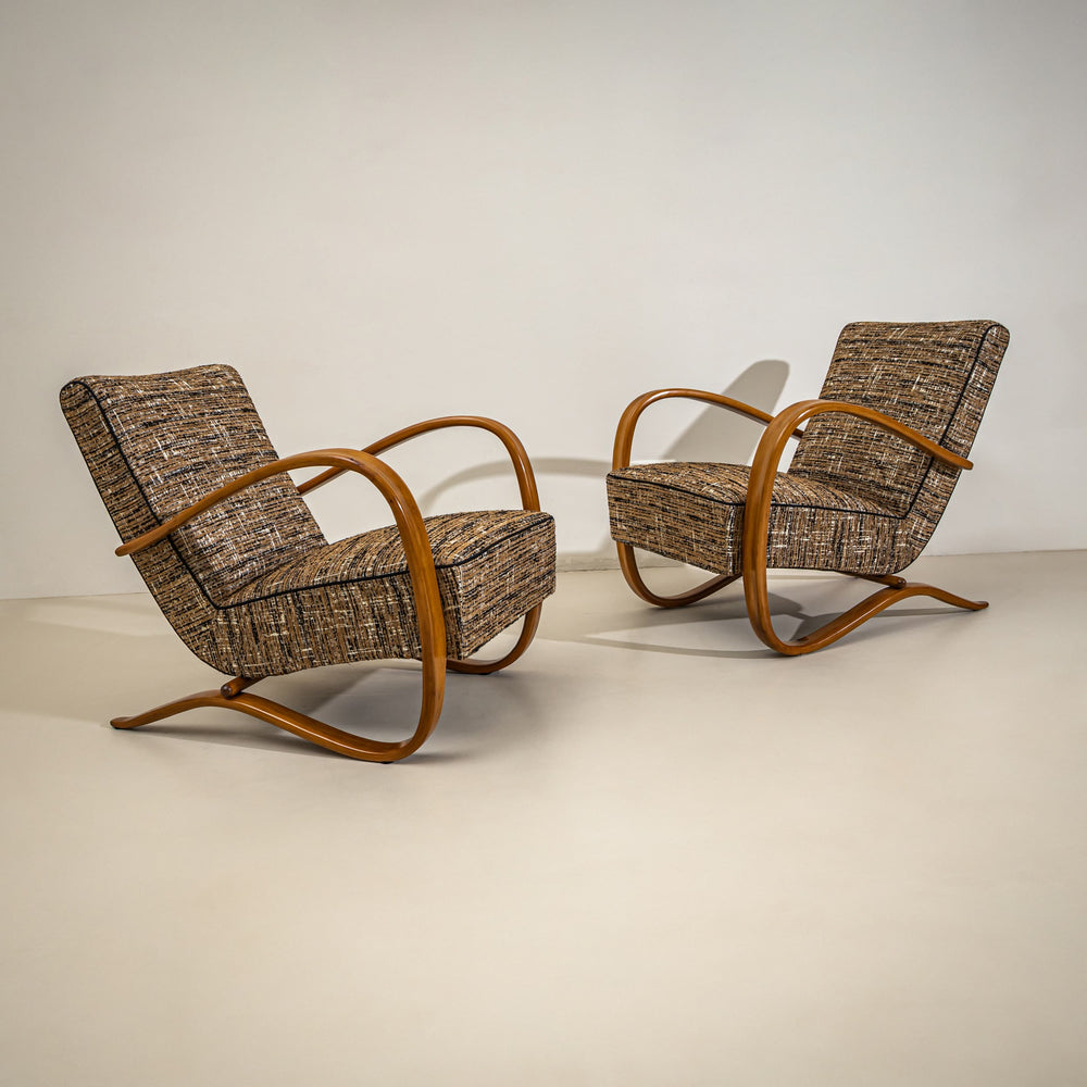 Pair of H-269 Lounge Chairs by Jindřich Halabala, Czechia, 1930s