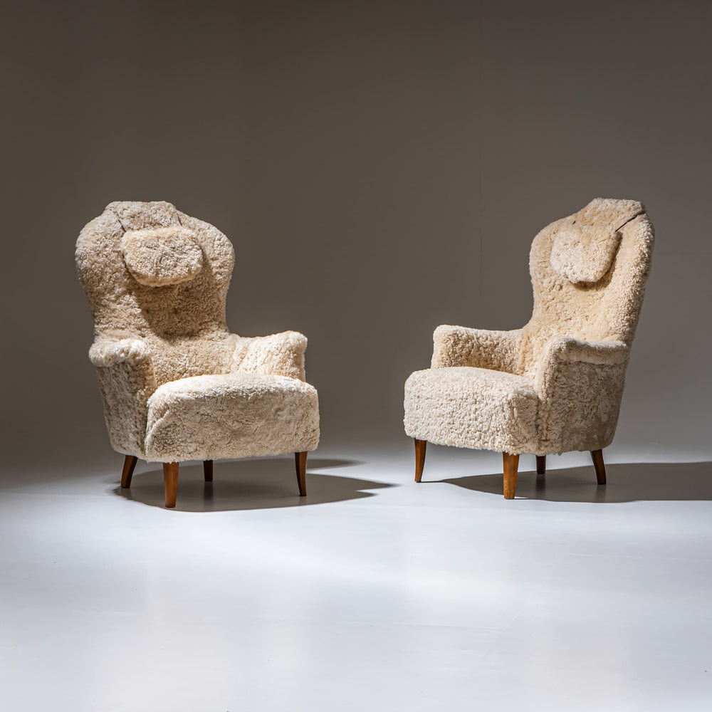 Pair of Lounge Chairs by Carl Malmsten for Möbel Komponerad AB, Sweden, Mid-20th Century