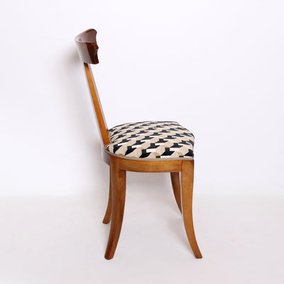 Set of Five Walnut Dining Chairs, Italy Mid-20th Century