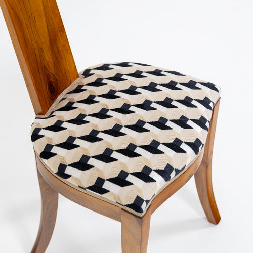 Set of Five Walnut Dining Chairs, Italy Mid-20th Century
