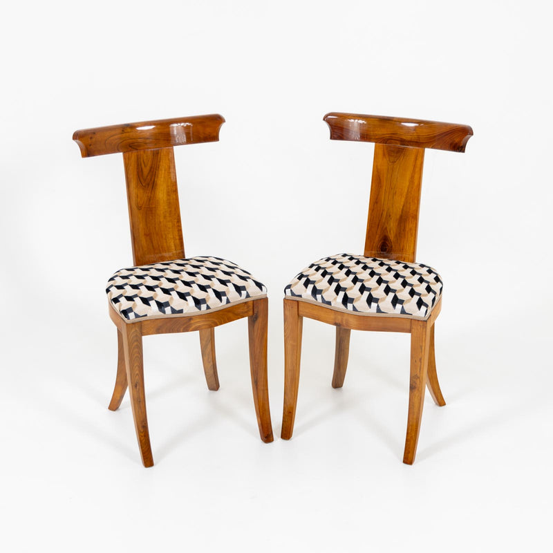 Set of Five Walnut Dining Chairs, Italy Mid-20th Century
