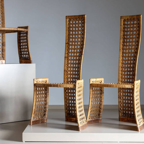 Set of Six Rattan Side Chairs, attr. to Danny Ho Fong for Tropi-Cal, Italy 1970s