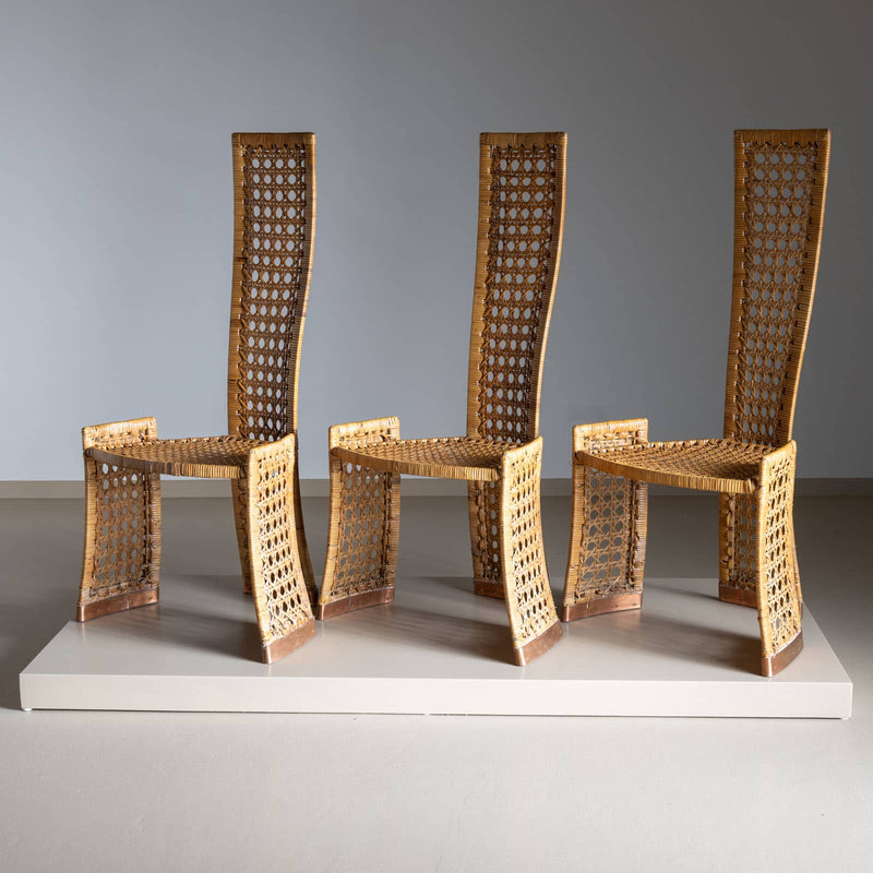 Set of Six Rattan Side Chairs, attr. to Danny Ho Fong for Tropi-Cal, Italy 1970s