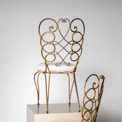 Pair of Metal Side Chairs by Gio Ponti for Casa e Gardino, Italy 1950s