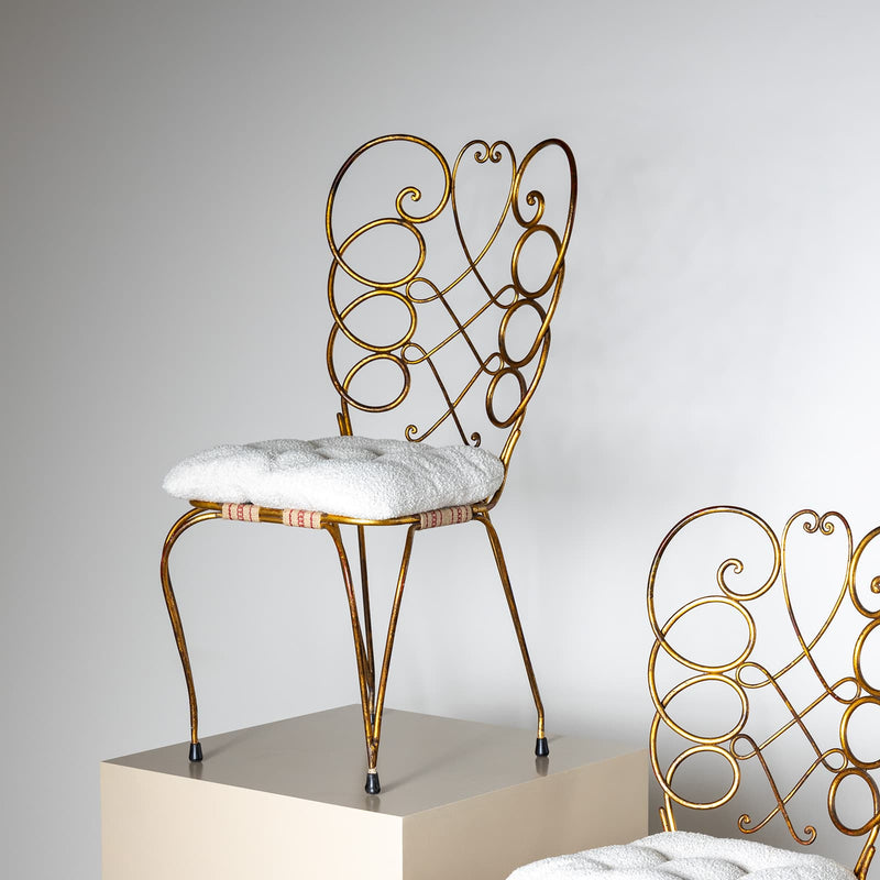 Pair of Metal Side Chairs by Gio Ponti for Casa e Gardino, Italy 1950s