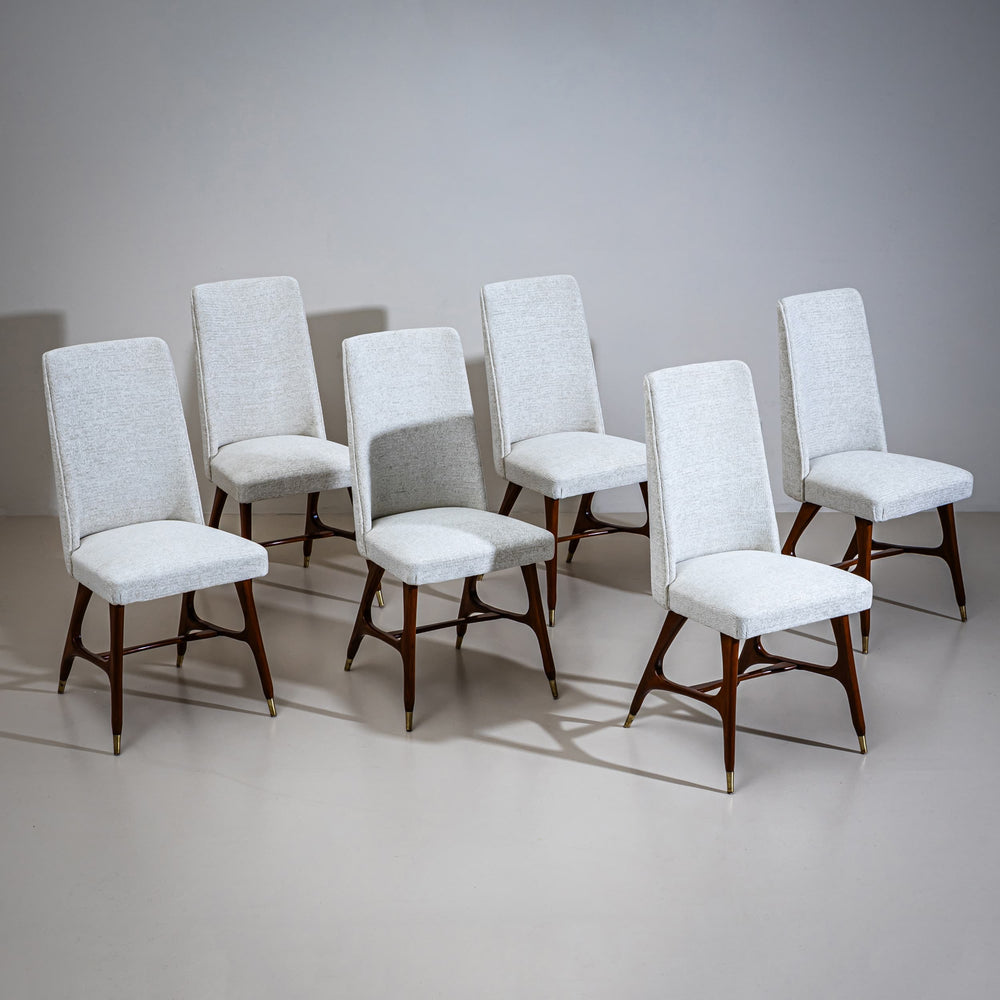 Set of Six Side Chairs, attributed to Melchiorre Bega (1898–1976), Italy, 1950s