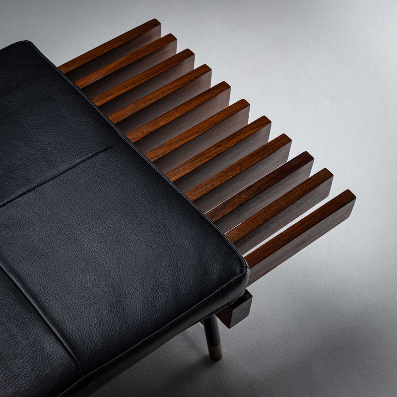 Italian Bench with Leather Cushion, circa 1960s