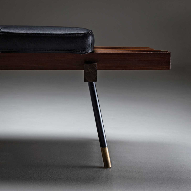 Italian Bench with Leather Cushion, circa 1960s