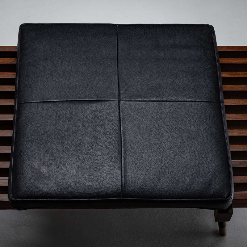 Italian Bench with Leather Cushion, circa 1960s