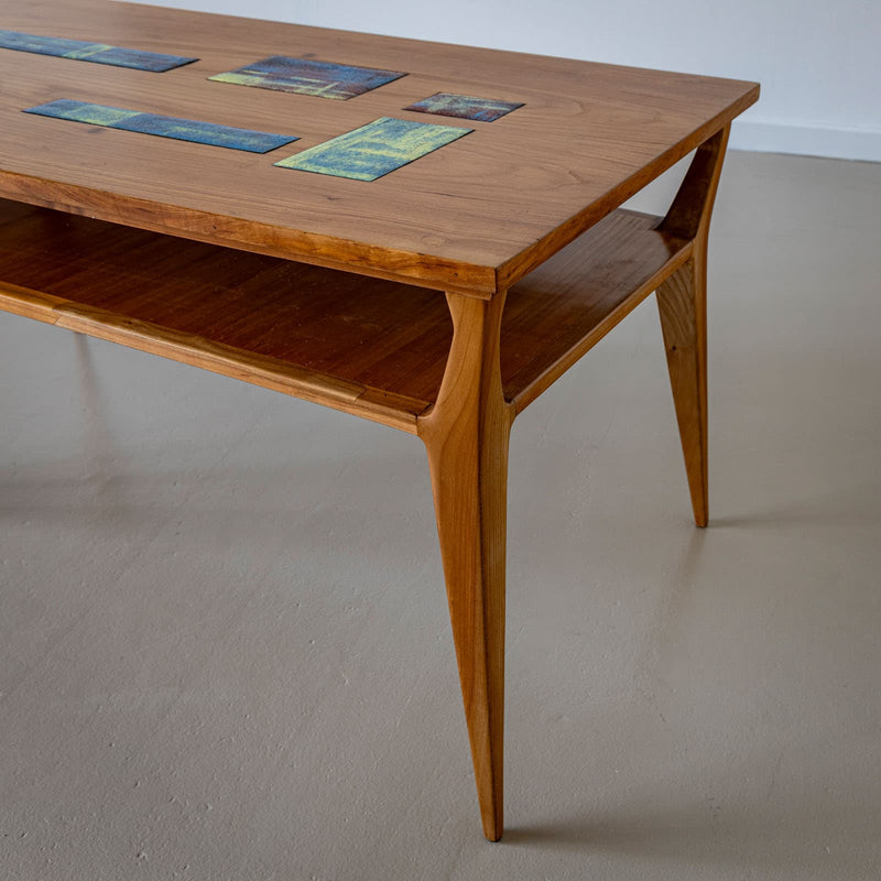 Coffee Table with Ceramic Inlays, Italy Mid-20th Century