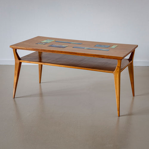 Coffee Table with Ceramic Inlays, Italy Mid-20th Century