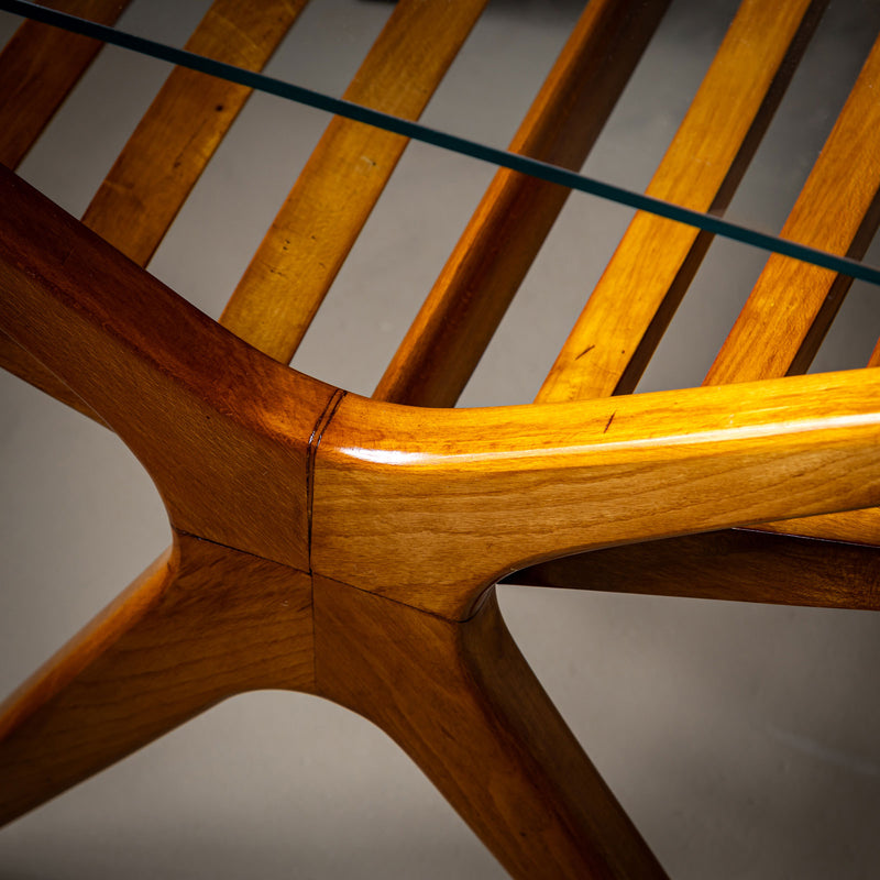 Mid-Century Italian Side Table with Glass Top and Magazine Rack, 1950s