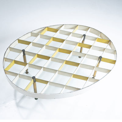 Exceptional Oval Coffee Table in White and Yellow by Giò Ponti, Italy, 1950s