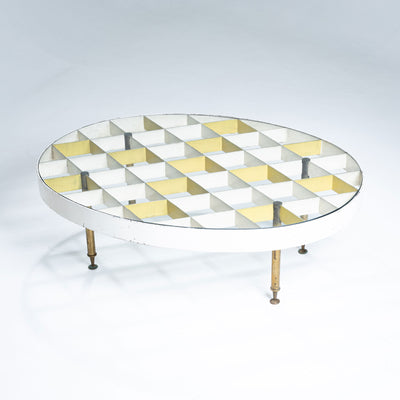 Exceptional Oval Coffee Table in White and Yellow by Giò Ponti, Italy, 1950s