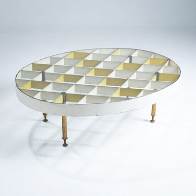 Exceptional Oval Coffee Table in White and Yellow by Giò Ponti, Italy, 1950s