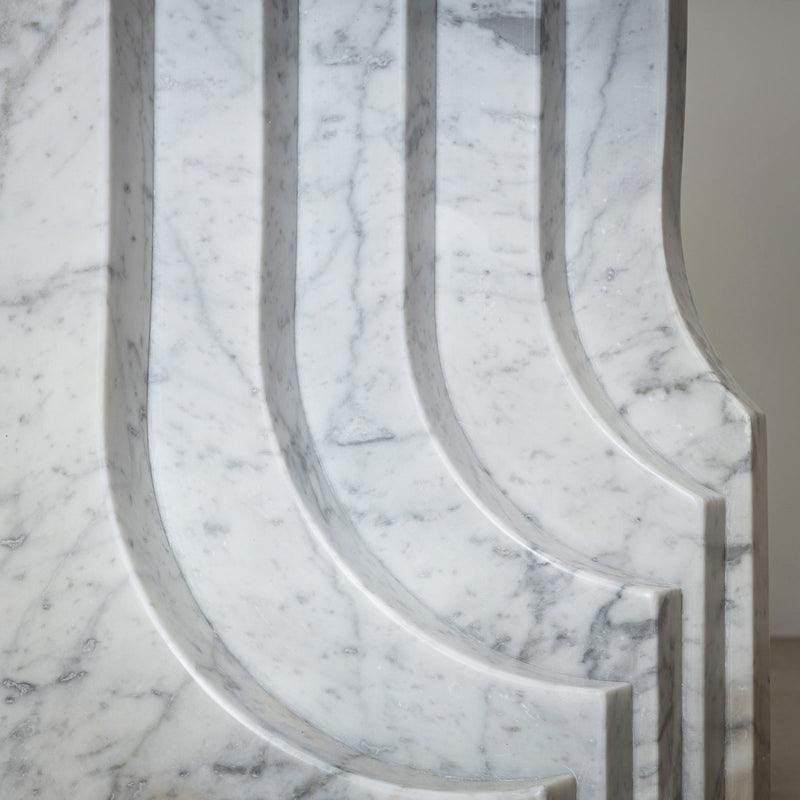 Dining Table with White Marble Columns, attributed to Carlo Scarpa, Italy, 1970