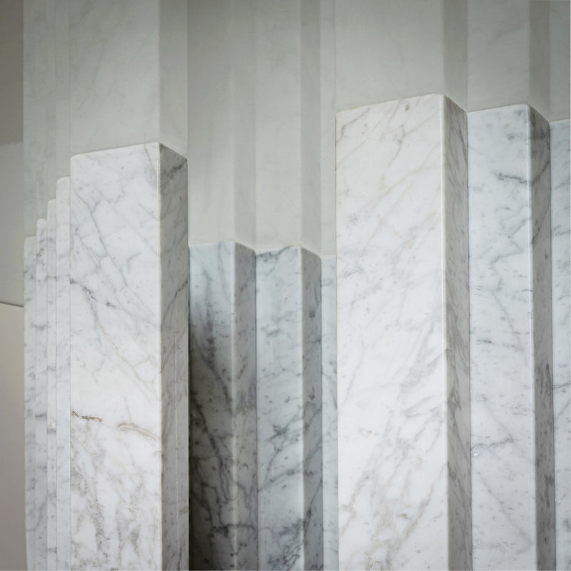 Dining Table with White Marble Columns, attributed to Carlo Scarpa, Italy, 1970