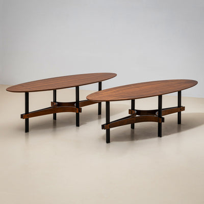 Oval Coffee Tables, attributed to Guglielmo Ulrich, Italy, 1950s