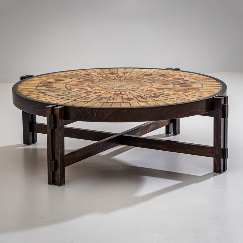 “Herbarium” Coffee Table with Floral Impressions by Roger Capron, France, 1960s