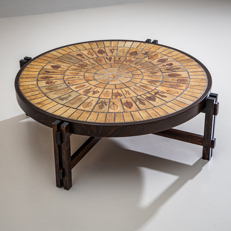 “Herbarium” Coffee Table with Floral Impressions by Roger Capron, France, 1960s