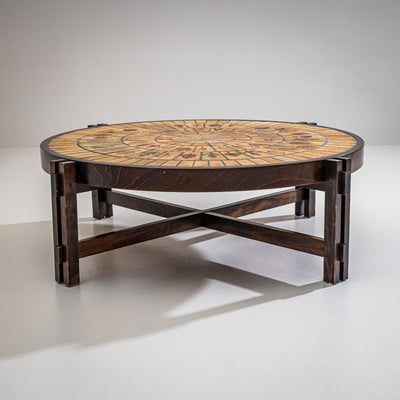 “Herbarium” Coffee Table with Floral Impressions by Roger Capron, France, 1960s