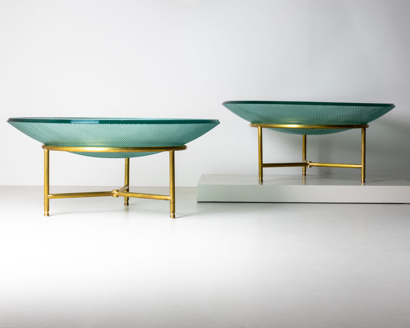 Pair of Coffee Tables with Glass Top, Italy, Mid-20th Century