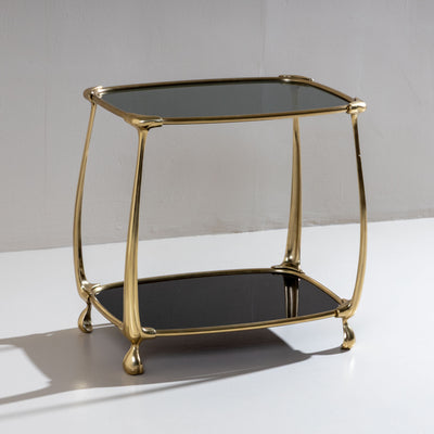 Pair of Brass and Glass Side Tables, Attributed to Fontana Arte, Italy, 1940/50s