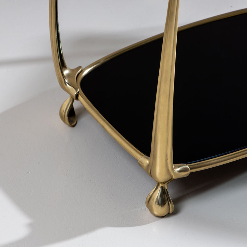 Pair of Brass and Glass Side Tables, Attributed to Fontana Arte, Italy, 1940/50s