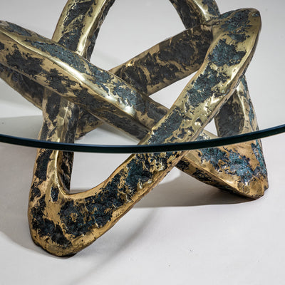 Coffee Table with Bronze Base, Late 20th Century