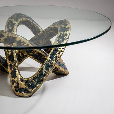 Coffee Table with Bronze Base, Late 20th Century