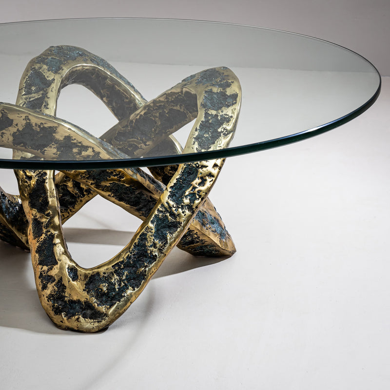 Coffee Table with Bronze Base, Late 20th Century