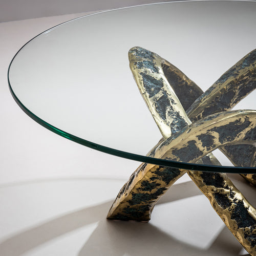 Coffee Table with Bronze Base, Late 20th Century