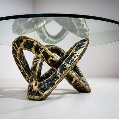 Coffee Table with Bronze Base, Late 20th Century