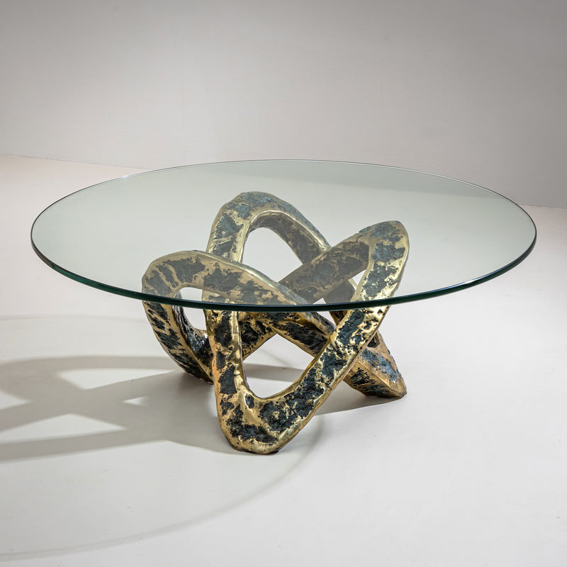 Coffee Table with Bronze Base, Late 20th Century
