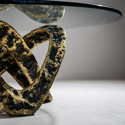 Coffee Table with Bronze Base, Late 20th Century