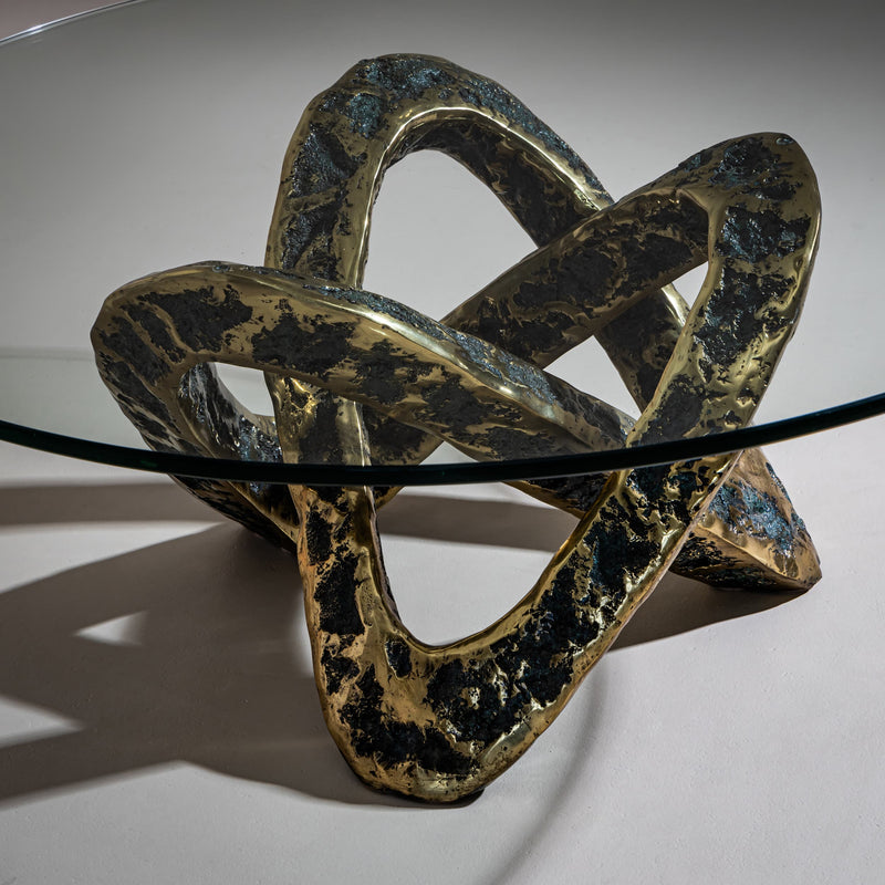 Coffee Table with Bronze Base, Late 20th Century