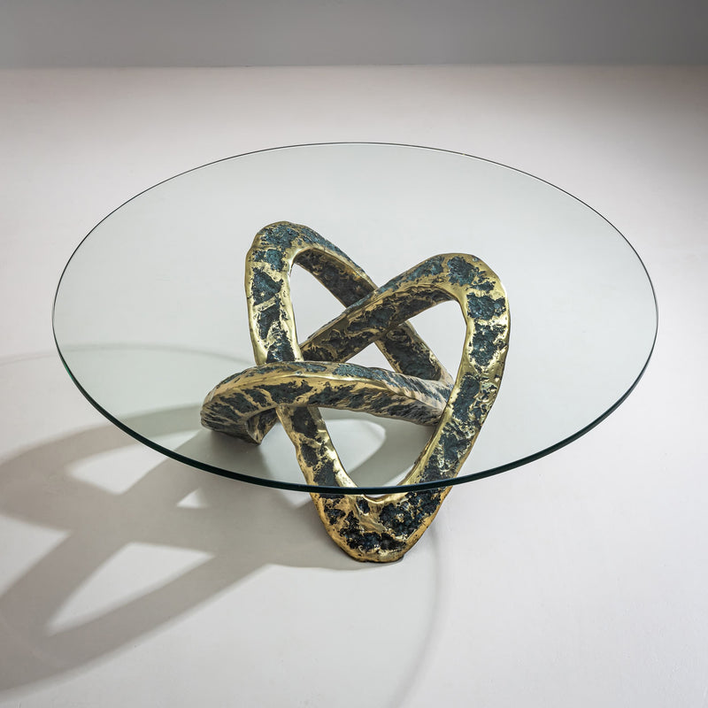 Coffee Table with Bronze Base, Late 20th Century