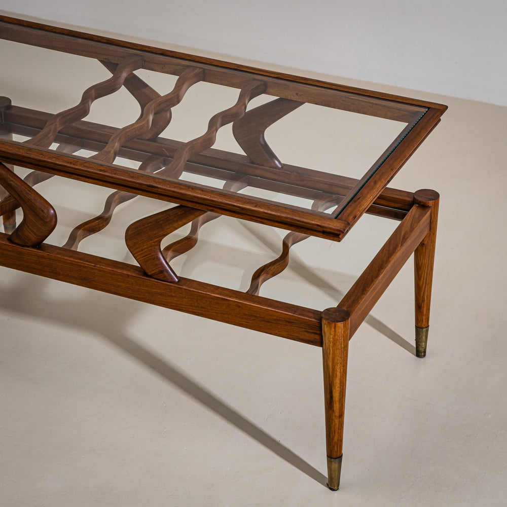 Coffee Table with Two Glass Tiers, Italy, 1950s