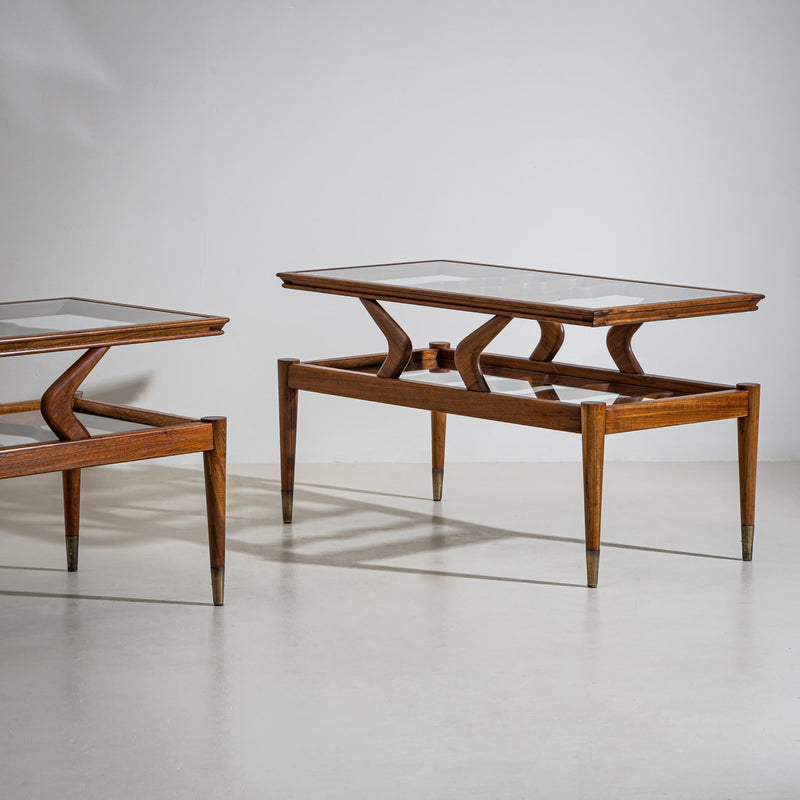 Coffee Tables with Two Glass Tiers, Italy, 1950s