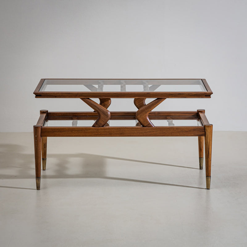 Coffee Tables with Two Glass Tiers, Italy, 1950s