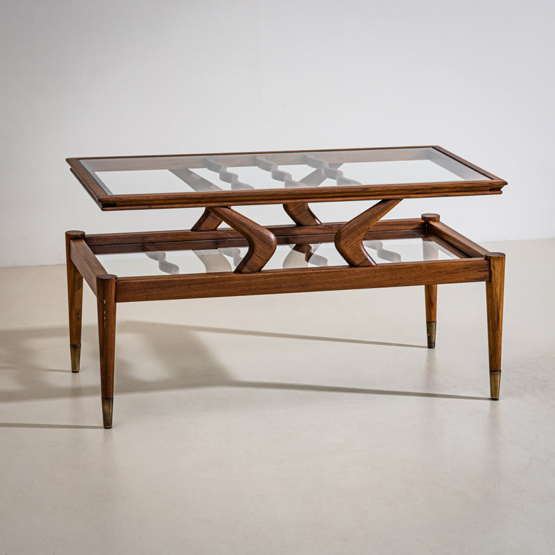 Coffee Tables with Two Glass Tiers, Italy, 1950s