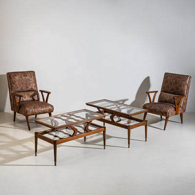 Coffee Tables with Two Glass Tiers, Italy, 1950s