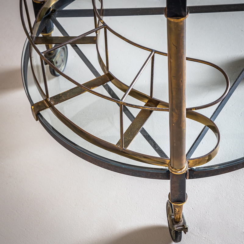 Brass and Glass Bar Cart, Italy, Mid-20th Century