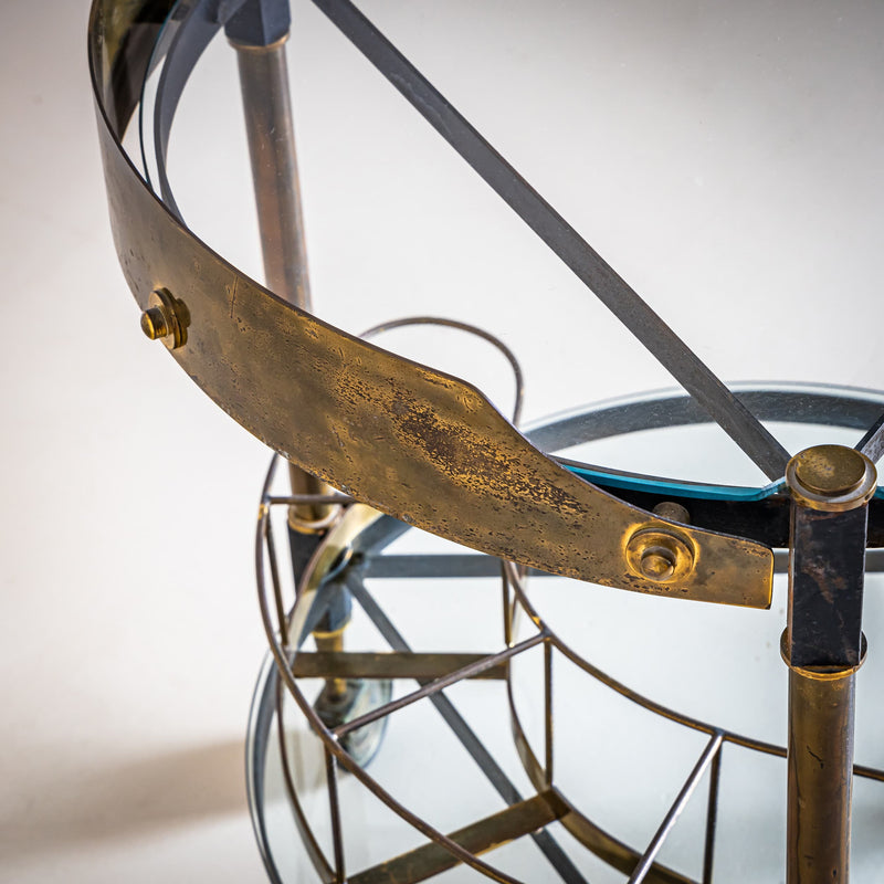 Brass and Glass Bar Cart, Italy, Mid-20th Century