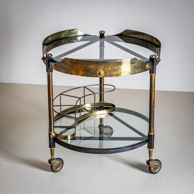 Brass and Glass Bar Cart, Italy, Mid-20th Century