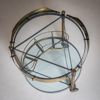 Brass and Glass Bar Cart, Italy, Mid-20th Century